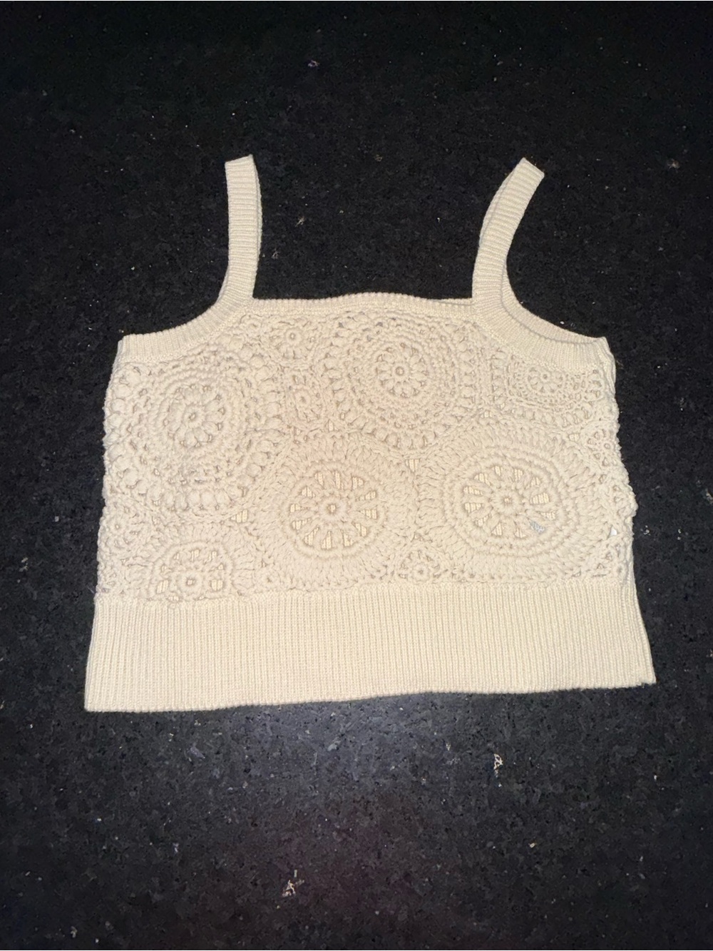 UEC J.CREW  Cropped crochet tank top in silk-cotton blend tan cream SZ MED - Picture 3 of 11